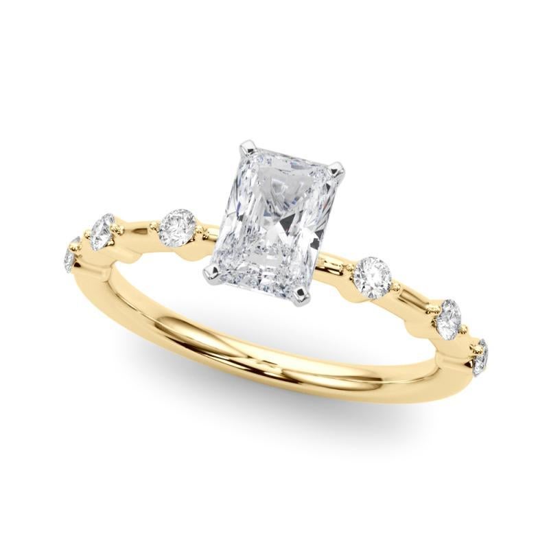 Radiant Cut GIA Certified 1.00 Carat Radiant Diamond Bamboo Shank Diamond Ring For Sale