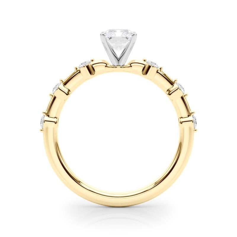 GIA Certified 1.00 Carat Radiant Diamond Bamboo Shank Diamond Ring In New Condition For Sale In New York, NY