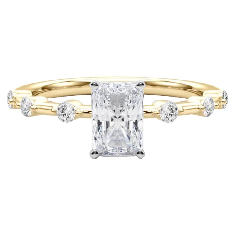Bague en bambou certifiée GIA avec diamant radiant de 1,00 carat