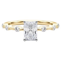 Bague en bambou certifiée GIA avec diamant radiant de 1,00 carat