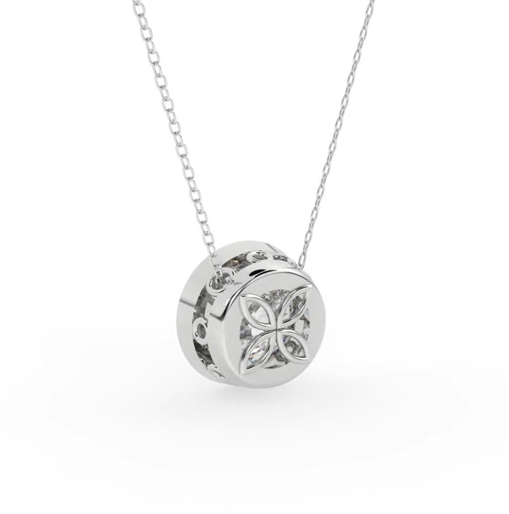 GIA zertifizierte 1,00 Karat runde Diamant-Halskette aus 18 Karat Weißgold (Zeitgenössisch) im Angebot