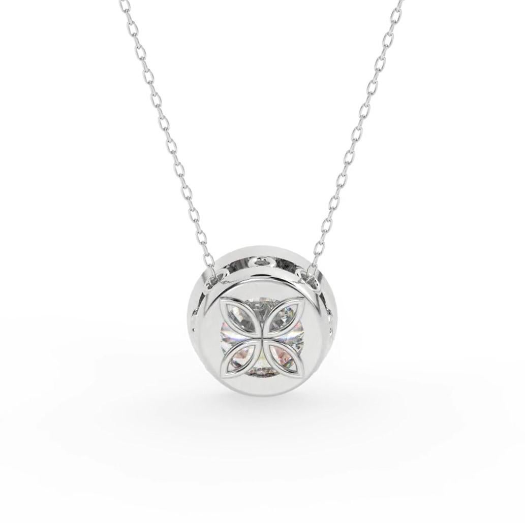 GIA zertifizierte 1,00 Karat runde Diamant-Halskette aus 18 Karat Weißgold (Rundschliff) im Angebot