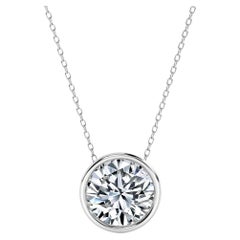 GIA zertifizierte 1,00 Karat runde Diamant-Halskette aus 18 Karat Weißgold