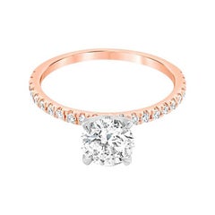 GIA-zertifizierter runder 1,00 Karat Diamant-Verlobungsring, 14k Roségold