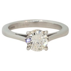 GIA Certified 1.00 Carat Round Diamond Engagement Ring Platinum in Stock