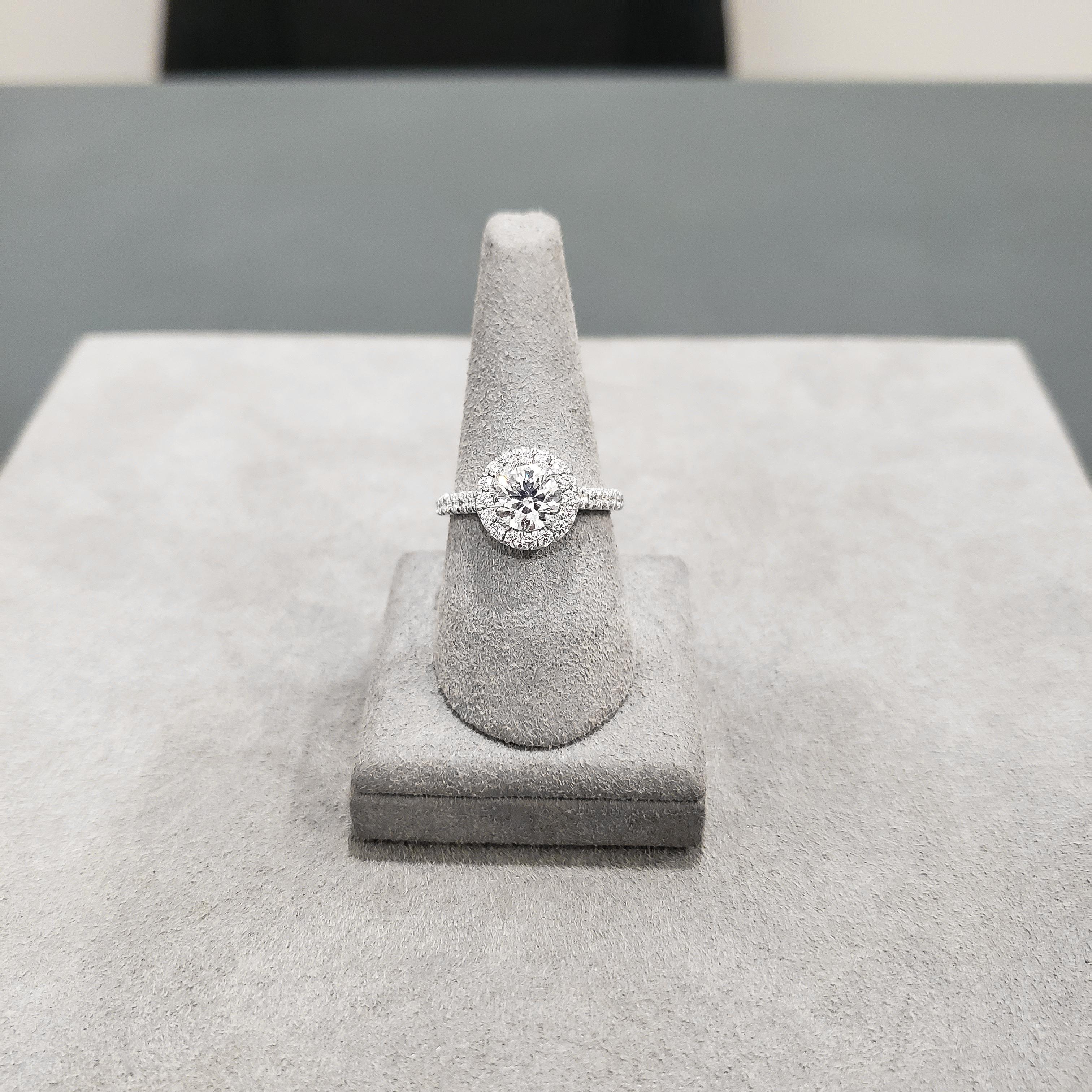 Contemporary Roman Malakov GIA Certified 1.00 Carat Round Diamond Halo Engagement Ring For Sale