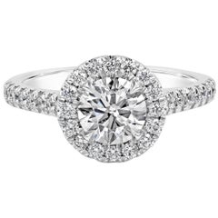 Roman Malakov GIA Certified 1.00 Carat Round Diamond Halo Engagement Ring