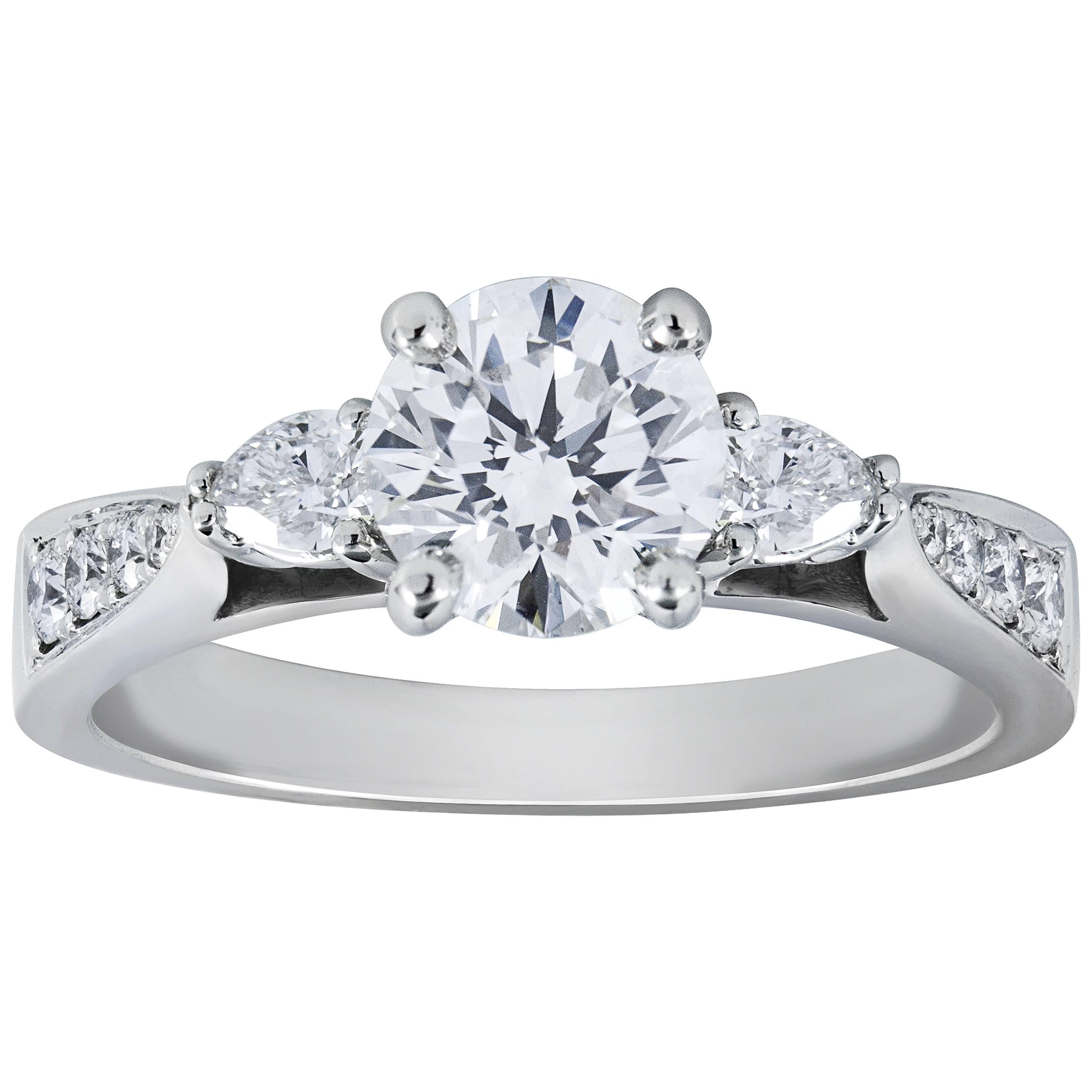 Roman Malakov GIA Certified 1.00 Carat Round Diamond Three-Stone Engagement Ring For Sale