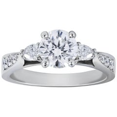 Roman Malakov GIA Certified 1.00 Carat Round Diamond Three-Stone Engagement Ring