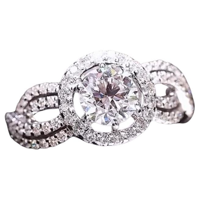 GIA Certified 1.00 Carat Round Shape Diamond 18K Gold Ring For Sale