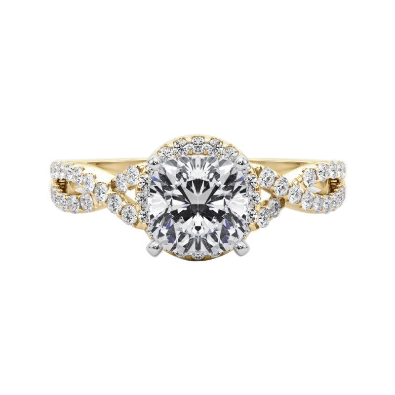 GIA zertifiziert 1,00 Karat Solitär Cushion Halo Infinity Diamantring