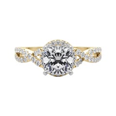 GIA Certified 1.00 Carat Solitaire Cushion Halo Infinity Diamond Ring