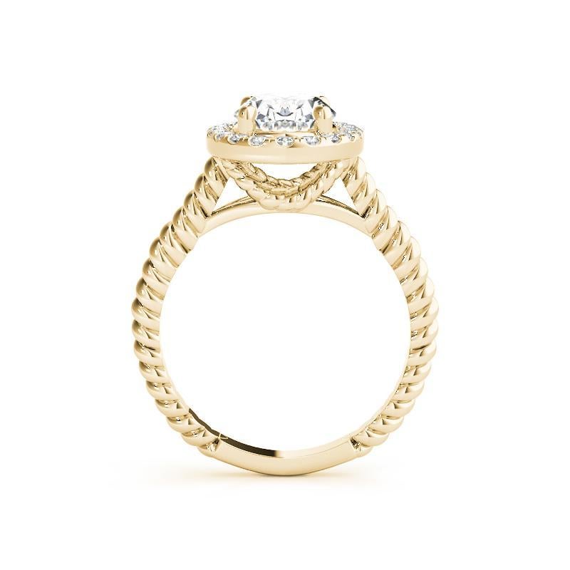 Taglio ovale GIA Certified 1.00 Carat Twisted Rope Oval Halo Cathedral Diamond Ring in vendita