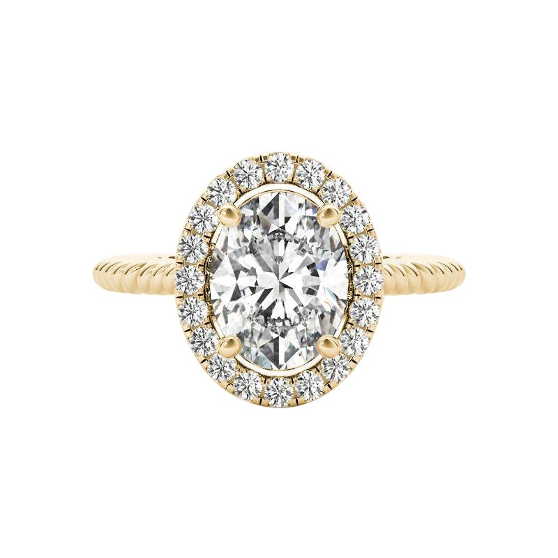 GIA Certified 1.00 Carat Twisted Rope Oval Halo Cathedral Diamond Ring