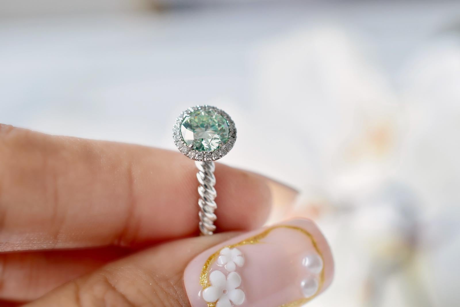 light green diamond ring