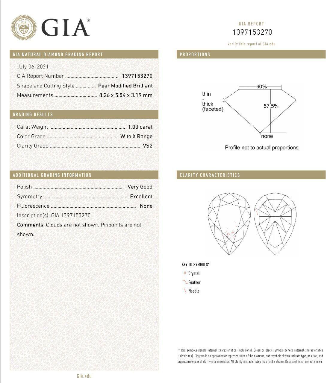 GIA Certified 1.00 Carat W - X Colour VS2 Clarity Diamond Ring For Sale 3