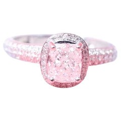 Anillo de oro de 18 quilates con diamante en forma de cojín de 1,00 quilates color D certificado por GIA