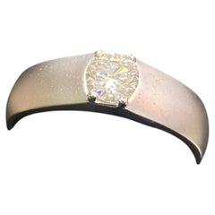 GIA Certified 1.00 Carats D FL Round Brilliant Diamond Men’s Ring 18K White Gold