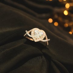 GIA Certified 1.00 Carats D VVS1 Heart Diamonds Engagement Ring in 18K Rose Gold