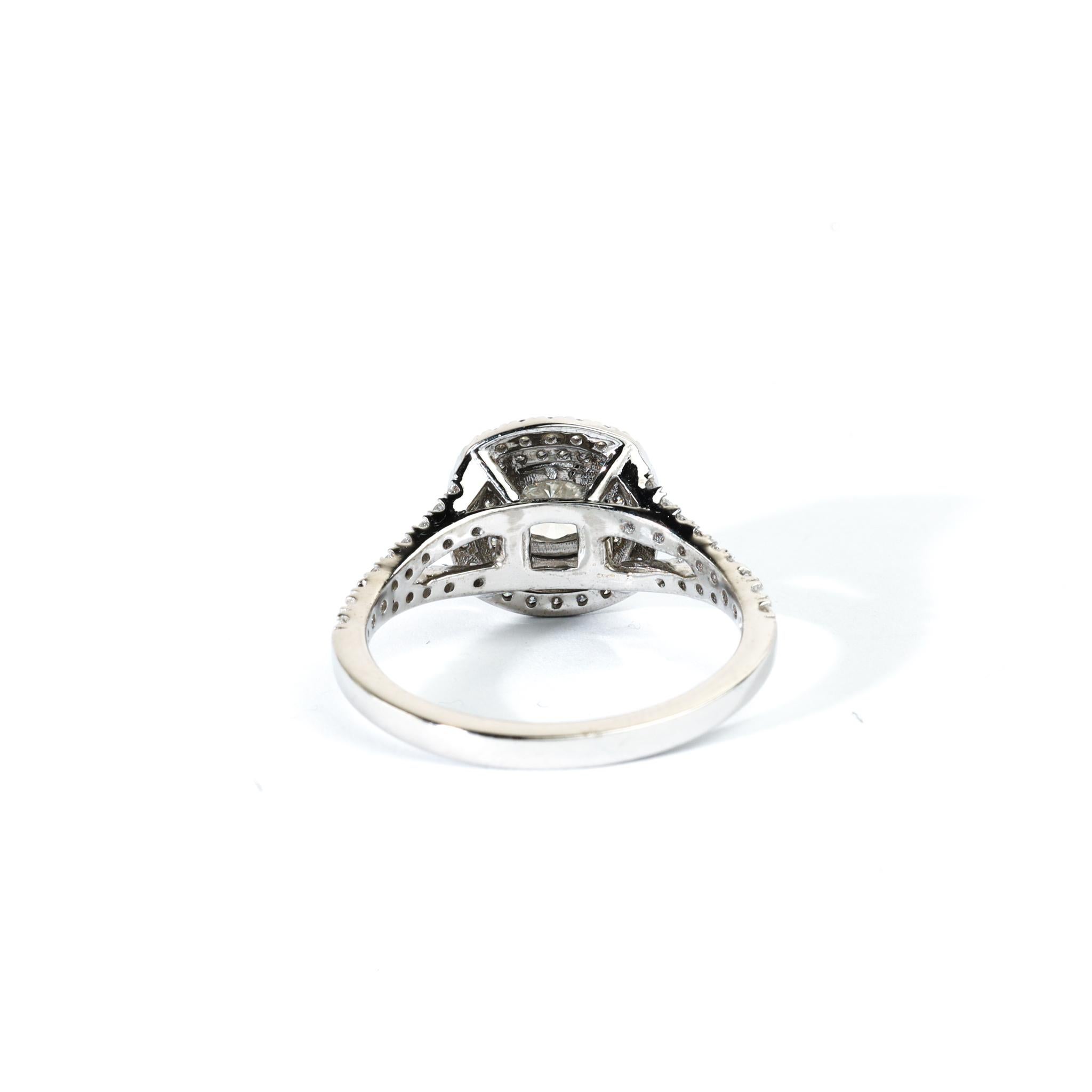 GIA-Bericht zertifizierter E VVS Diamantring mit doppeltem Halo im Kissenschliff in 950 Platin mit Kissenschliff im Angebot 5