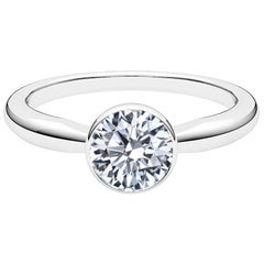 GIA Certified 1.00 Ct E-F Color VS Clarity Solitary Round Diamond Bezel Classic