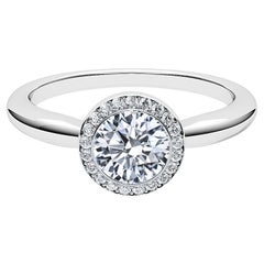 Montre avec halo de diamants ronds solitaires certifiés GIA, de 1,00 carat, de couleur E-F et de pureté VS 