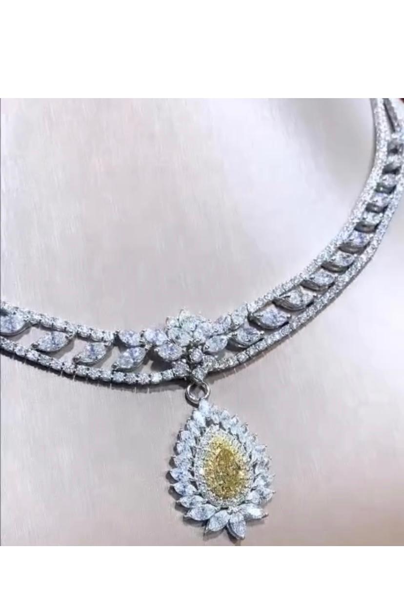 Mixed Cut GIA Certified 1.00 Ct Fancy Yellow Brownish Diamonds  18.00 Ct Diamonds Necklace For Sale