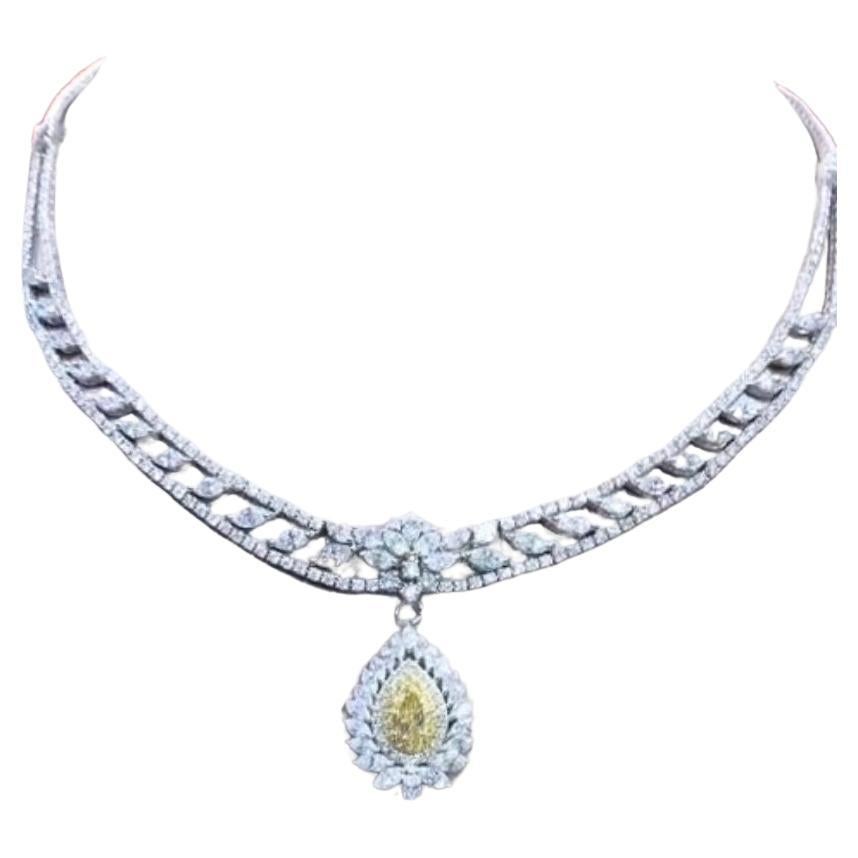 GIA Certified 1.00 Ct Fancy Yellow Brownish Diamonds  18.00 Ct Diamonds Necklace