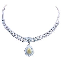 GIA-zertifizierte 1,00 Karat ausgefallene gelbe und braune Diamanten  18.00 Karat Diamanten Halskette