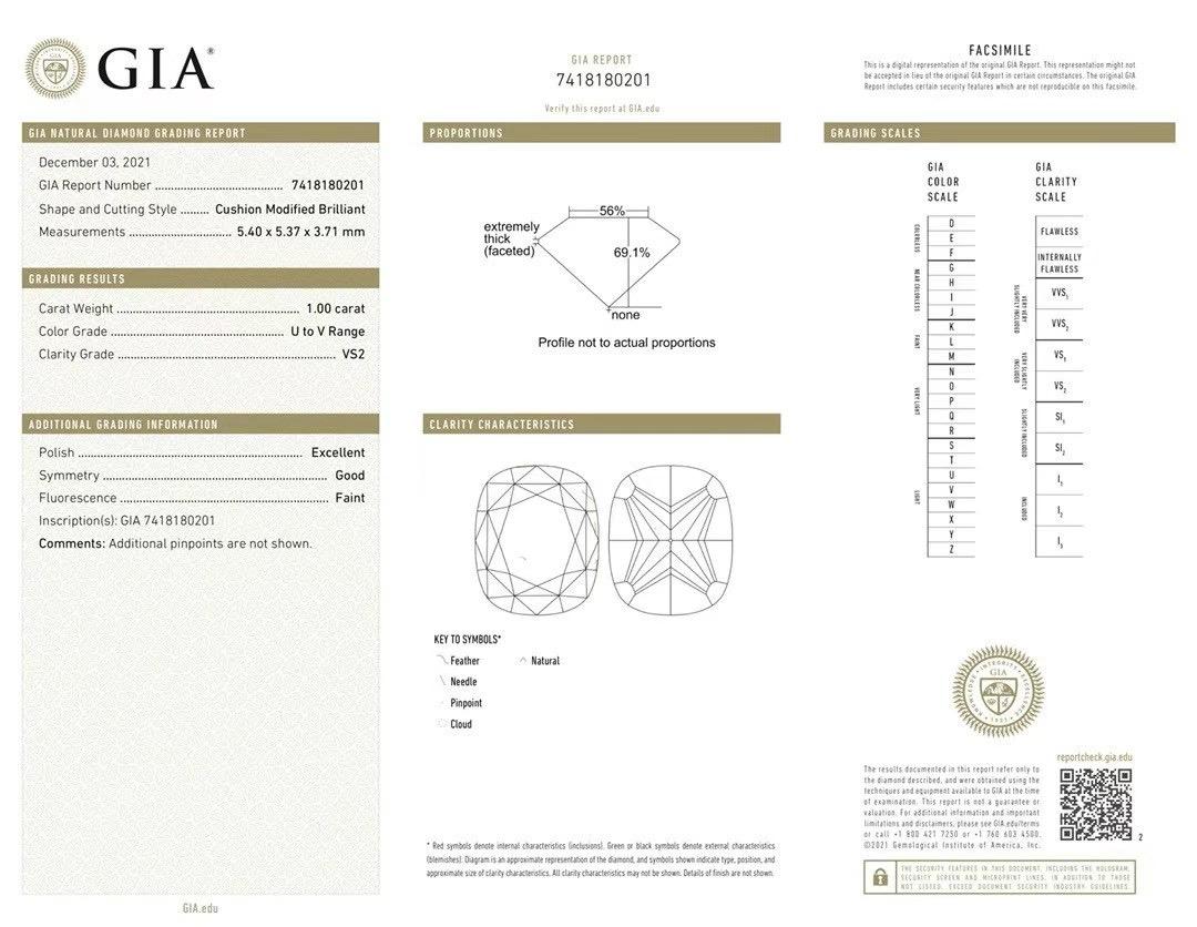 Women's or Men's GIA Certified 1.00 CT Light Diamond 18K Gold Engagement with Diamonds For Sale