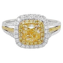 GIA Certified 1.00 CT Light Diamond 18K Gold Engagement with Diamonds