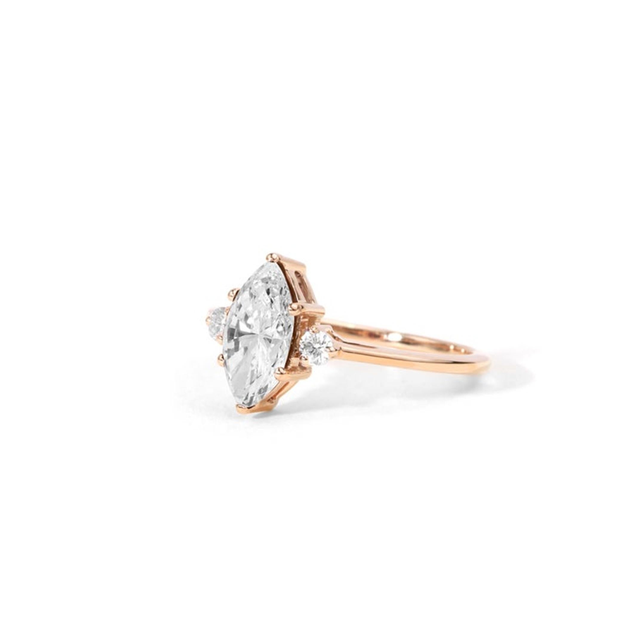 Informe GIA Certificado 1 Ct Marquesa E VVS Anillo Halo de Diamantes en Oro Amarillo de 18k en venta 3