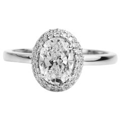 Informe GIA Certificado 1 Quilate E VS Diamante talla oval 18k Halo Anillo de compromiso