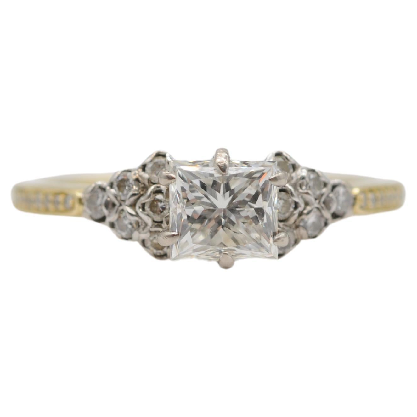 Bague de fiançailles en diamant taille princesse certifié GIA 1,00 ct VVS2  en vente