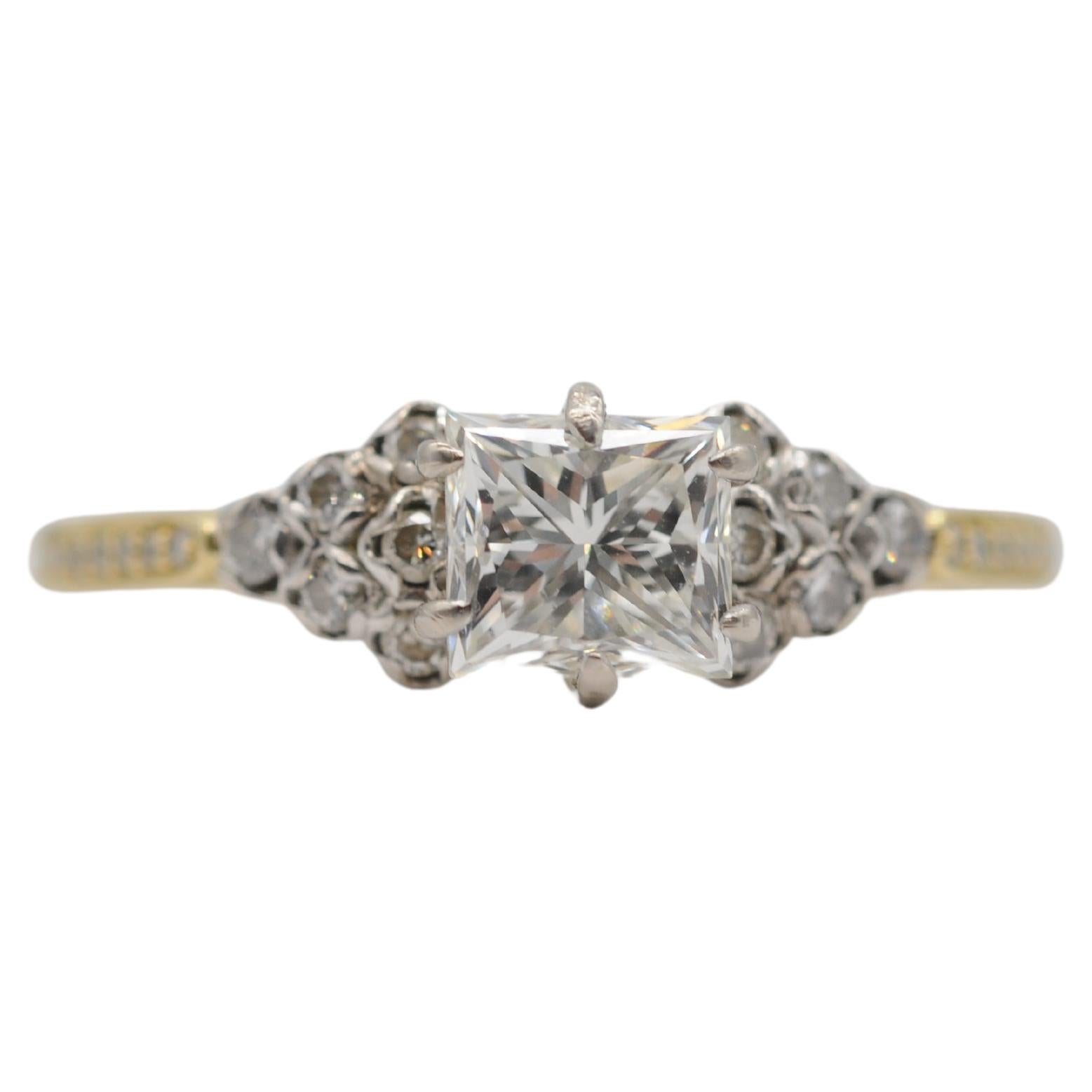 Princess Cut GIA certified 1.00 ct princess cut diamond engagement ring VVS2  For Sale
