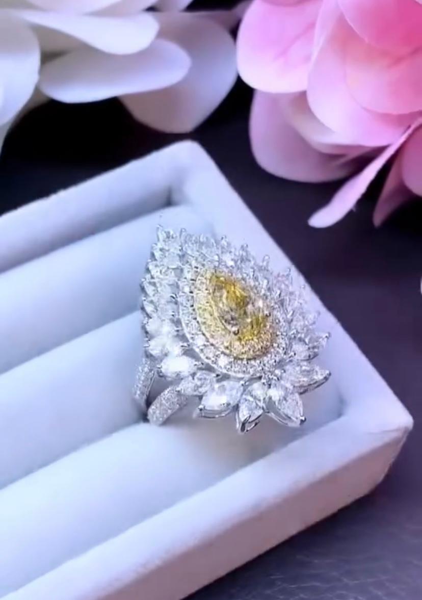 Diamant brunâtre jaune fantaisie certifié GIA de 1,00 ct  Bague en diamants de 3,60 cts Neuf - En vente à Massafra, IT