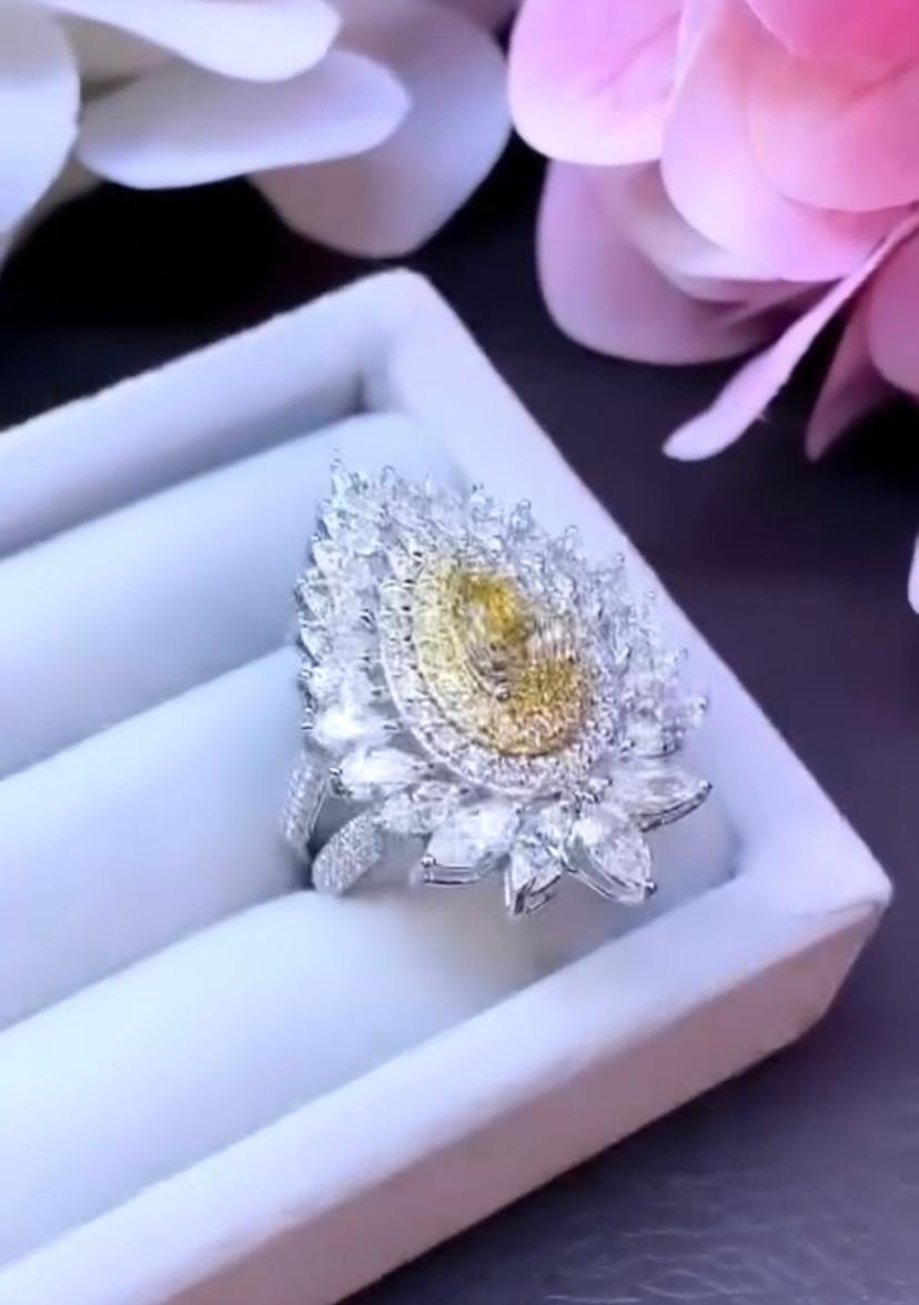 Diamant brunâtre jaune fantaisie certifié GIA de 1,00 ct  Bague en diamants de 3,60 cts Pour femmes en vente