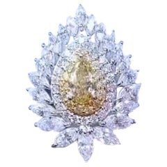 Diamant brunâtre jaune fantaisie certifié GIA de 1,00 ct  Bague en diamants de 3,60 cts