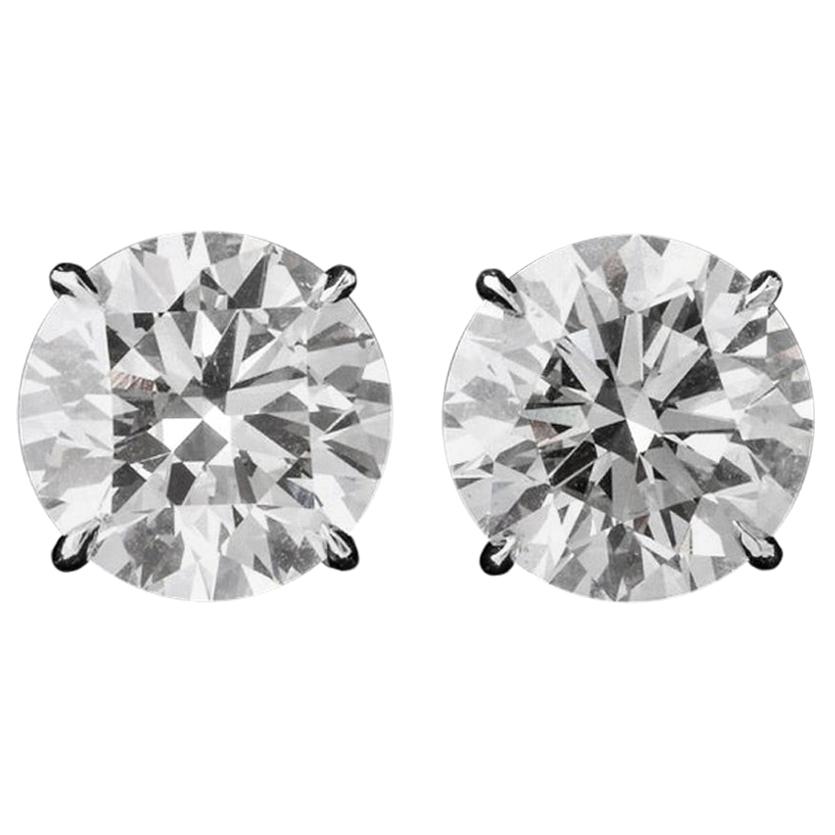 GIA Certified 100% Eye Clean Triple EX 10.18 Carat Round Diamond Stud Earrings