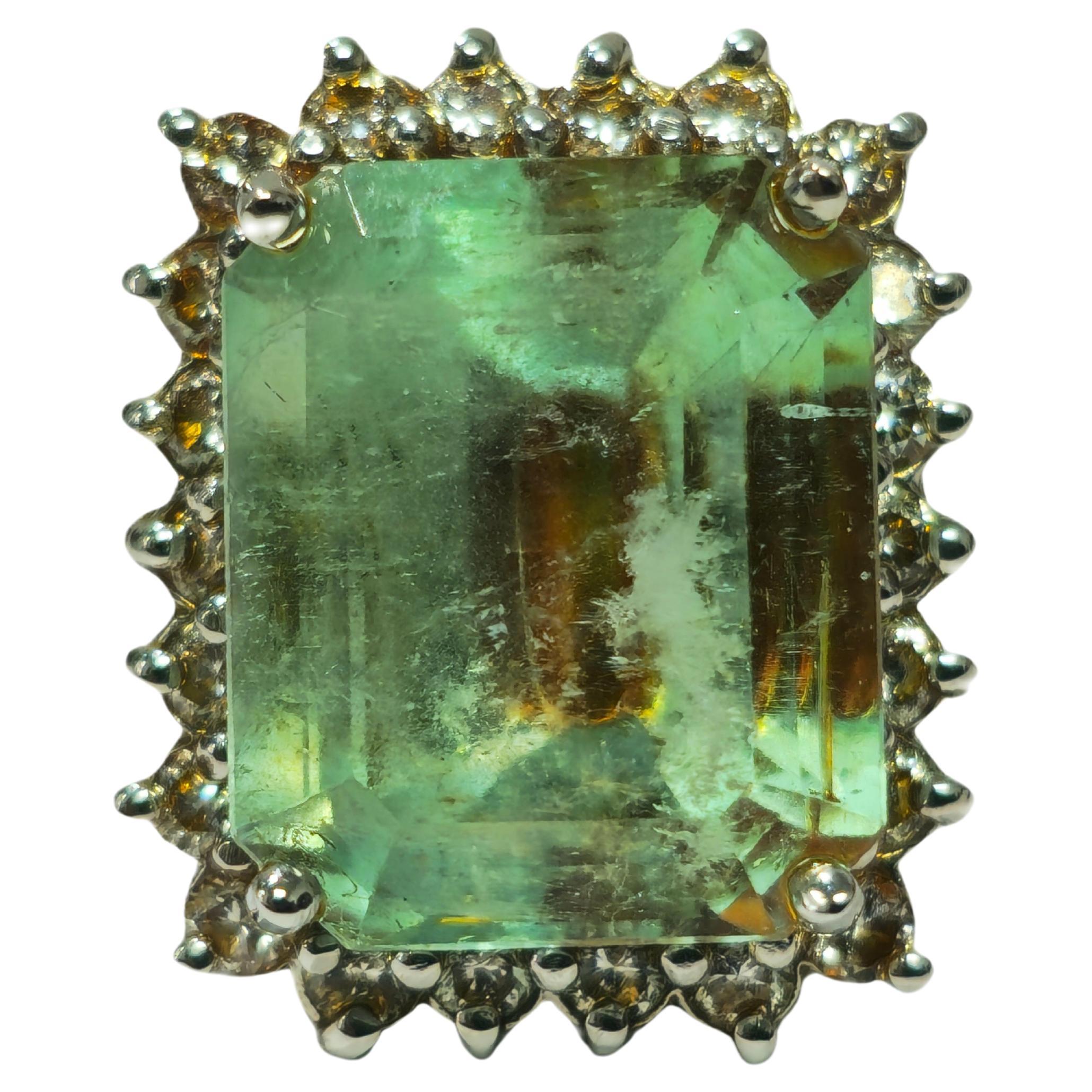 GIA Certified 100% Natural Colombian Emerald Diamond Ring For Sale