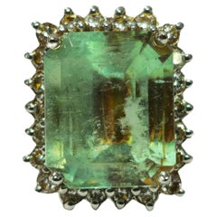 GIA Certified 100% Natural Colombian Emerald Diamond Ring