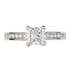 GIA Certified 1.00 Princess Cut Round Diamond Platinum Solitaire Engagement Ring