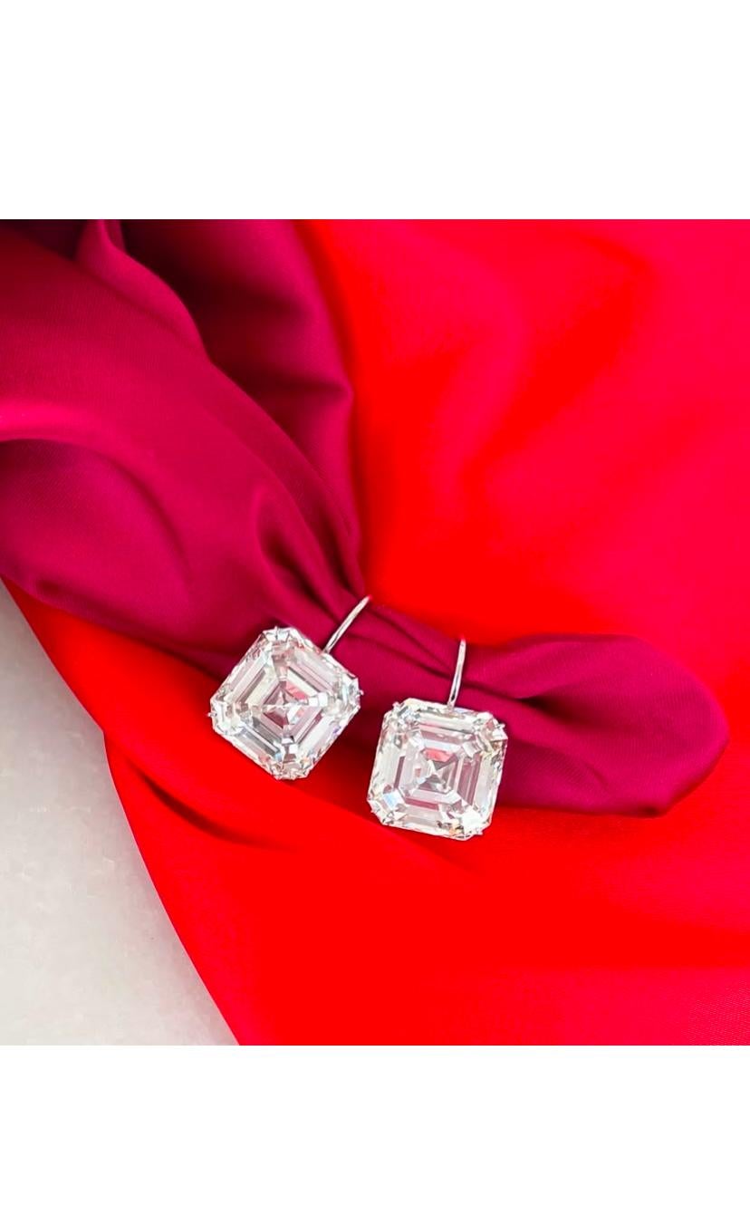 Asscher Cut GIA Certified 10.00 Carat Asscher Shape Diamonds 18K Gold Earrings For Sale