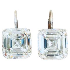Pendientes de oro de 18 quilates con diamantes en forma de Asscher de 10,00 quilates certificados por el GIA