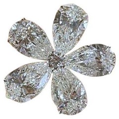 GIA Certified 10.00 Carat Natural Diamonds 18k Gold Flower Ring