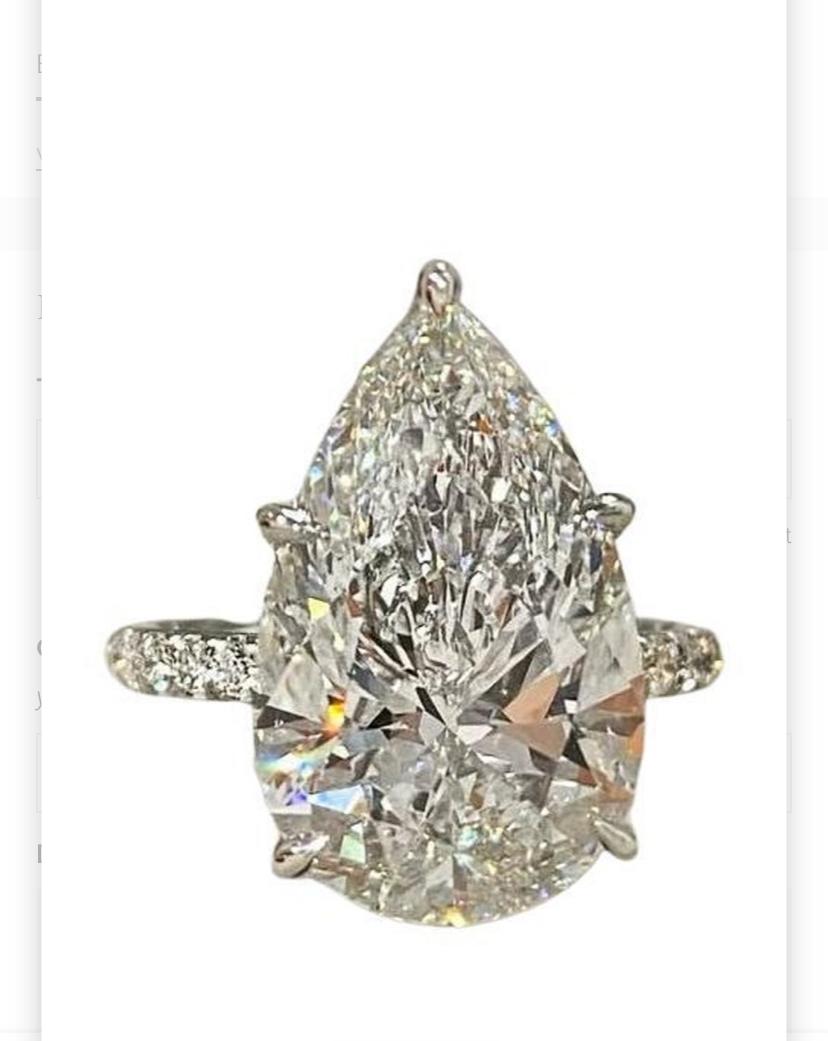 Bague solitaire en or 18 carats certifiée GIA 10,00 carats D/VVS1 diamant en forme de poire en vente 4