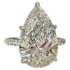 GIA Certified 10.00 Carats D/VVS1 Pear Shape Diamond 18K Gold Solitaire Ring