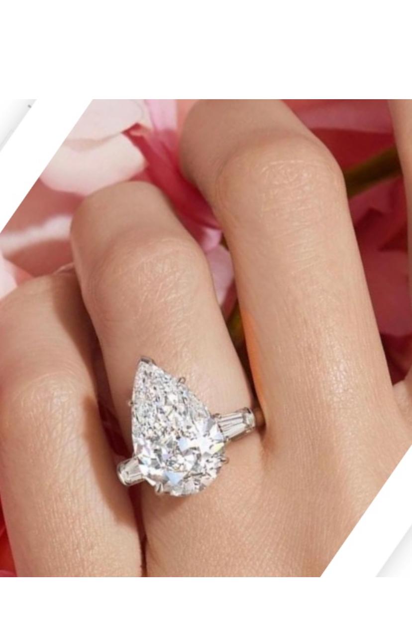 GIA zertifiziert 10.00  Karat Birnenform Diamant 18k Gold Ring im Angebot 1