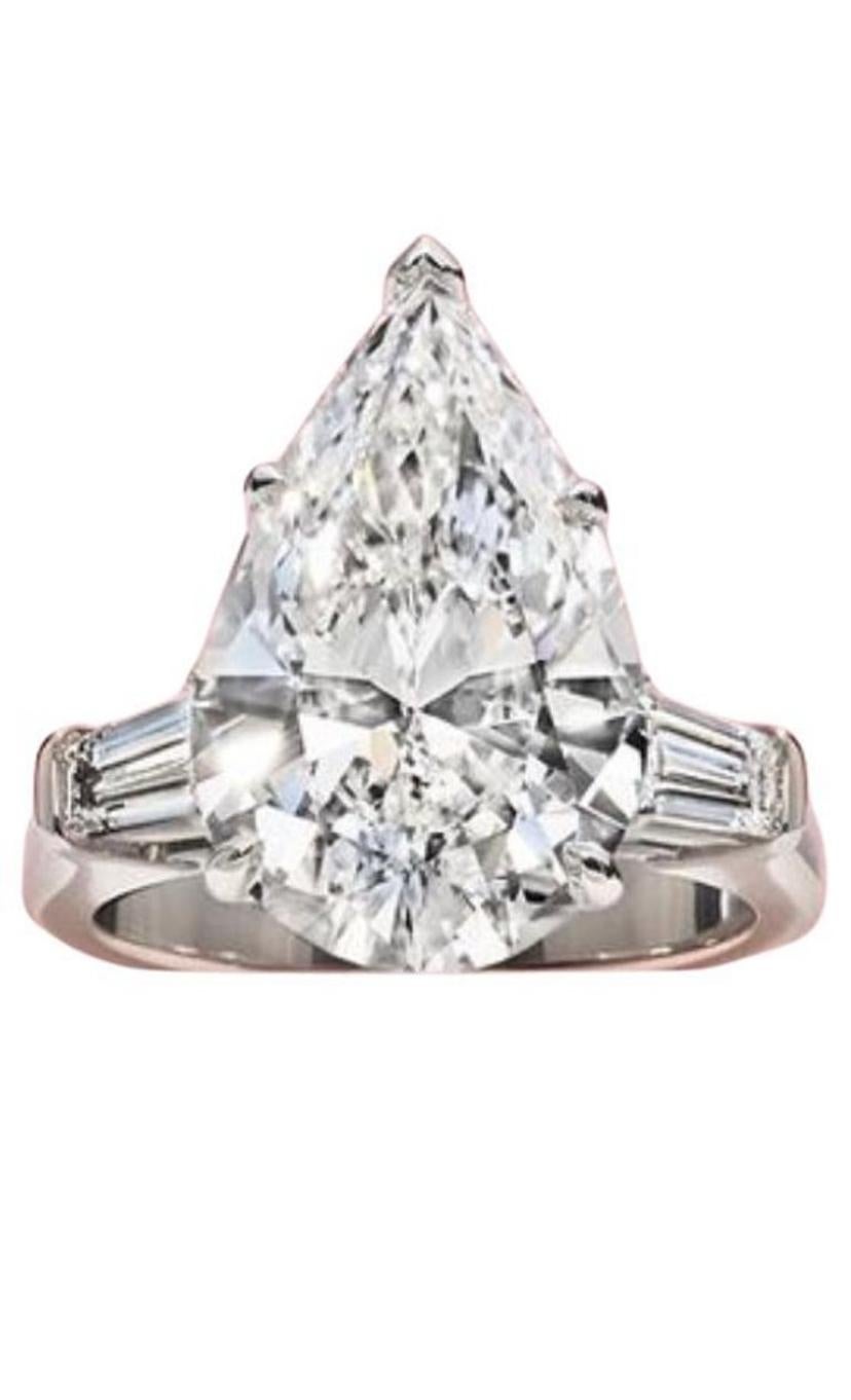 GIA zertifiziert 10.00  Karat Birnenform Diamant 18k Gold Ring im Angebot 3