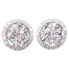 GIA Certified 10.00 Carats Round Brillant Shape Diamonds 18K Gold Earrings